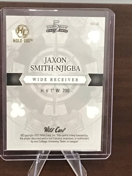 2023 Wild Card 5 Card Draw Stacked Jaxon Smith-Njigba RC Silver J Of Clubs 1/1