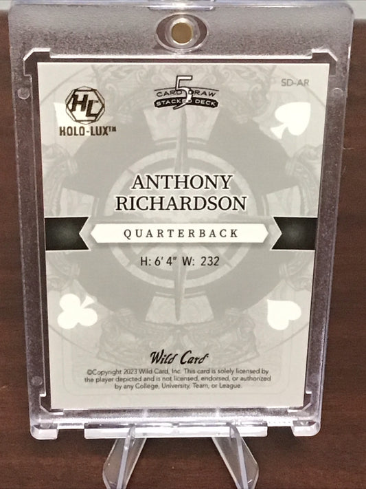 2023 Wild Card 5 Card Draw Stacked Anthony Richardson RC Gold Q Of Spades 1/1