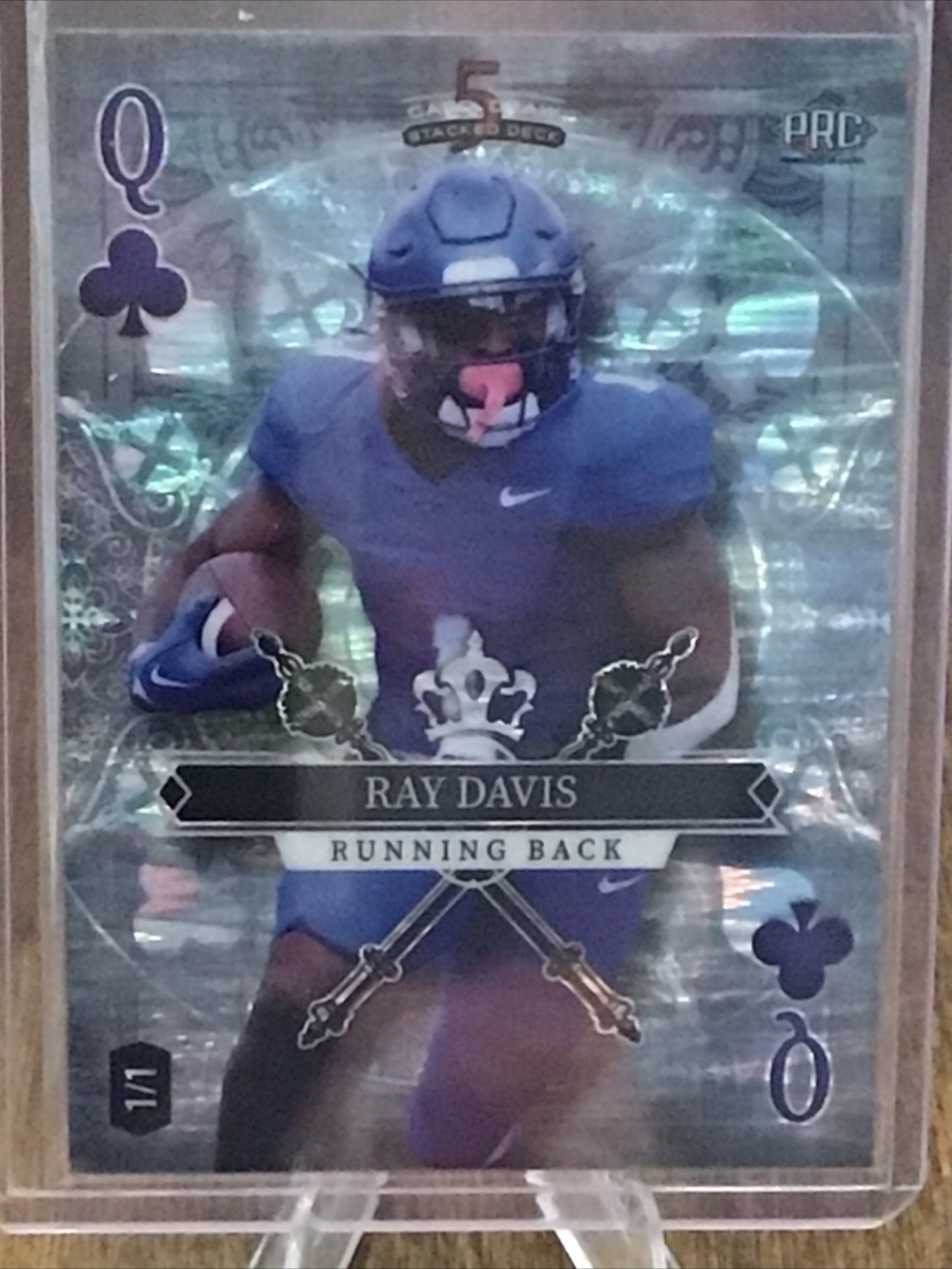 2023 Wild Card 5 Card Draw Stacked Ray Davis PRC Silver Q Of Clubs 1/1