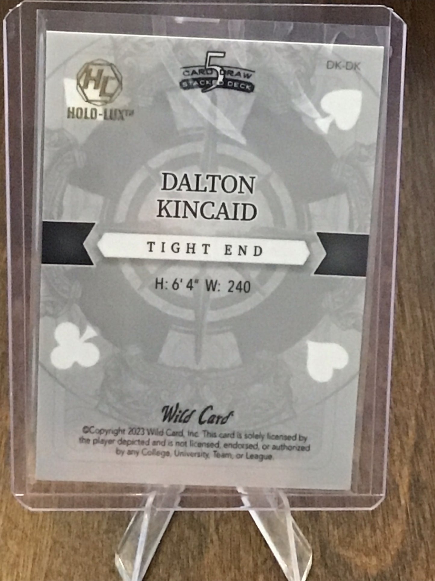 2023 Wild Card 5 Card Draw Stacked Dalton Kincaid RC Blue J Of Diamonds 1/1