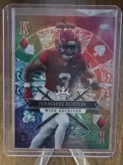 2023 Wild Card 5 Card Draw Stacked Jermaine Burton PRC Rainbow K Of Diamonds 1/1