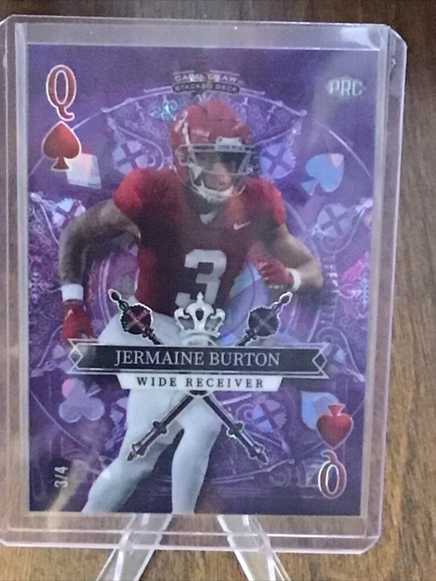 2023 Wild Card 5 Card Draw Stacked Jermaine Burton PRC Purple Q Of Spades 3/4