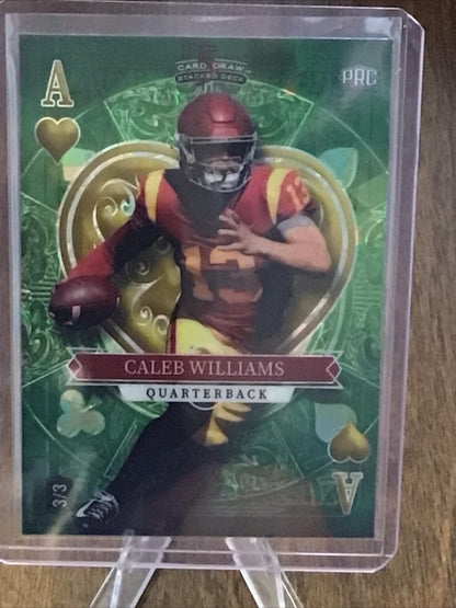 2023 Wild Card 5 Card Draw Stacked Caleb Williams PRC Green A Of Hearts 3/3