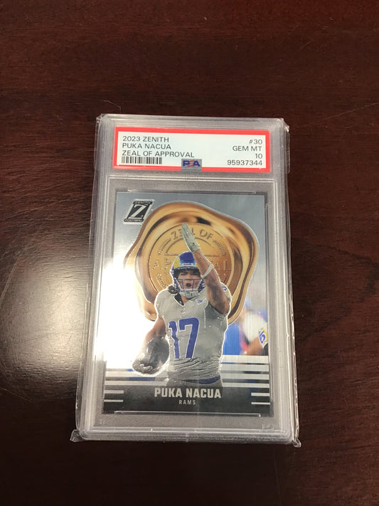 2023 Panini Zenith Football Puka Nacua Zeal Of Approval RC PSA 10