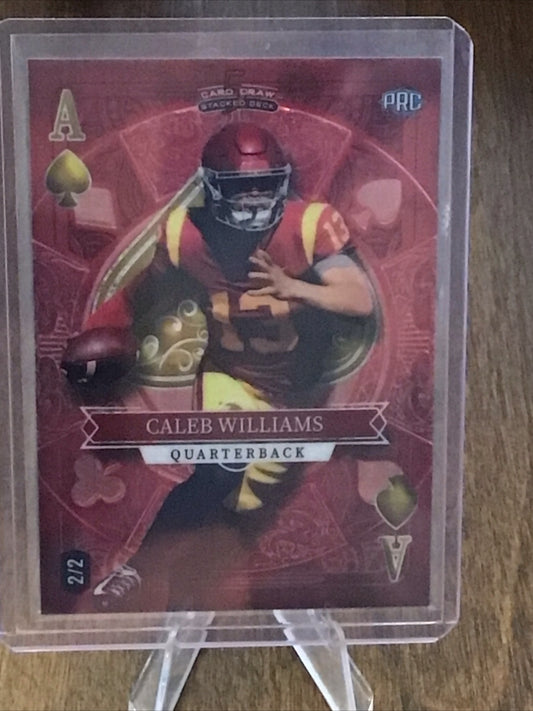 2023 Wild Card 5 Card Draw Stacked Caleb Williams PRC Red A Of Spades 2/2