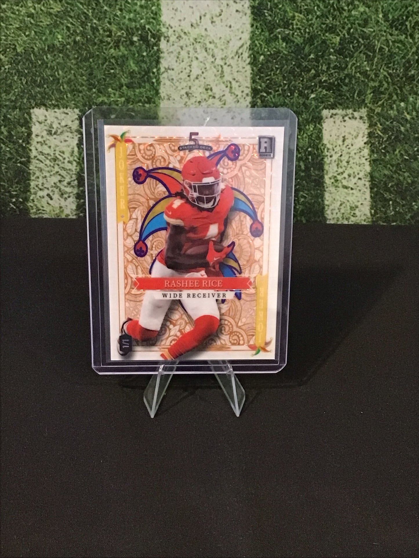 2023 Wild Card 5 Card Draw Stacked Deck Rashee Rice RC Yellow Joker 1/1