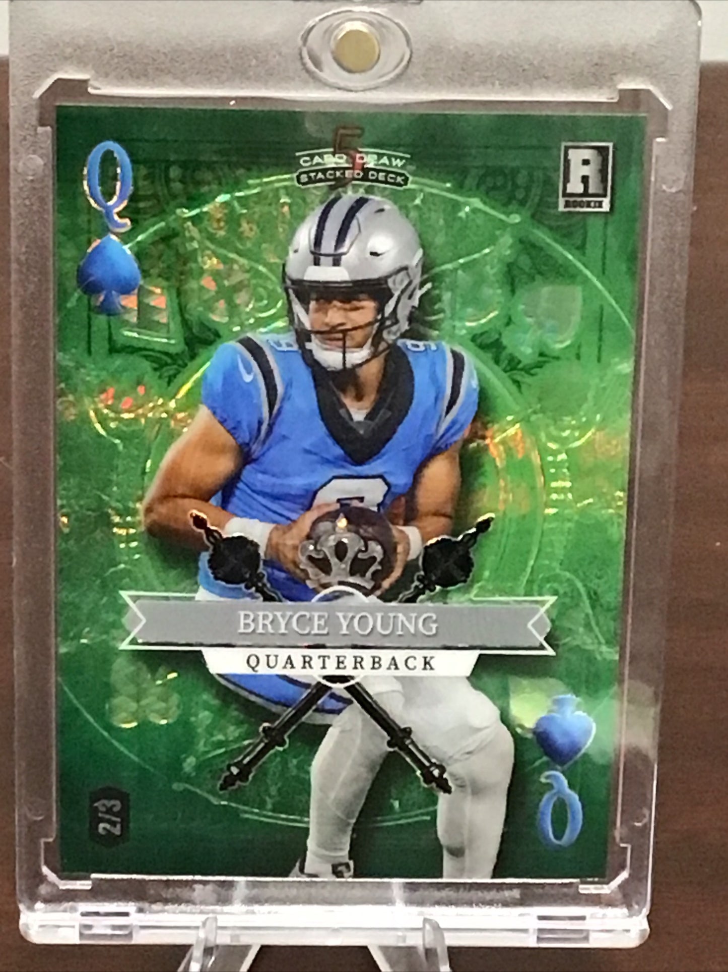 2023 Wild Card 5 Card Draw Stacked Deck Bryce Young RC Green Q Of Spades 2/3