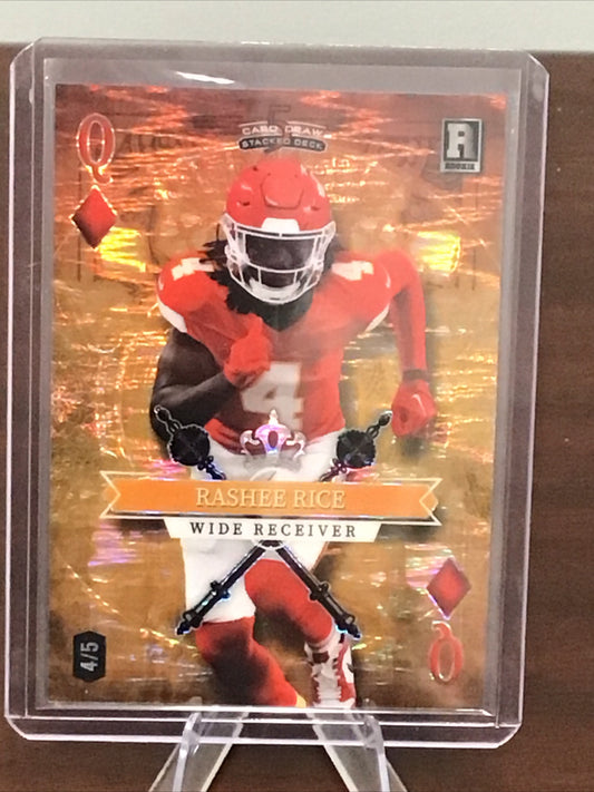 2023 Wild Card 5 Card Draw Stacked Rashee Rice RC Orange Q Of Diamonds 4/5
