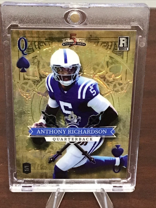 2023 Wild Card 5 Card Draw Stacked Anthony Richardson RC Gold Q Of Spades 1/1