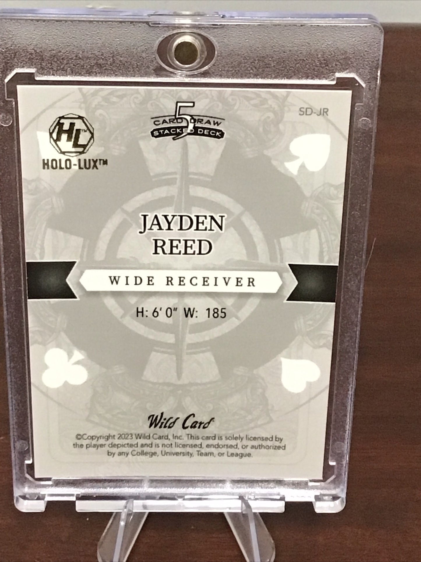 2023 Wild Card 5 Card Draw Stacked Jayden Reed RC Purple J Of Hearts 1/1