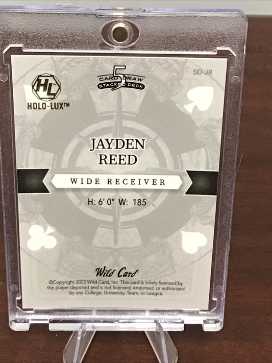 2023 Wild Card 5 Card Draw Stacked Jayden Reed RC Purple J Of Hearts 1/1