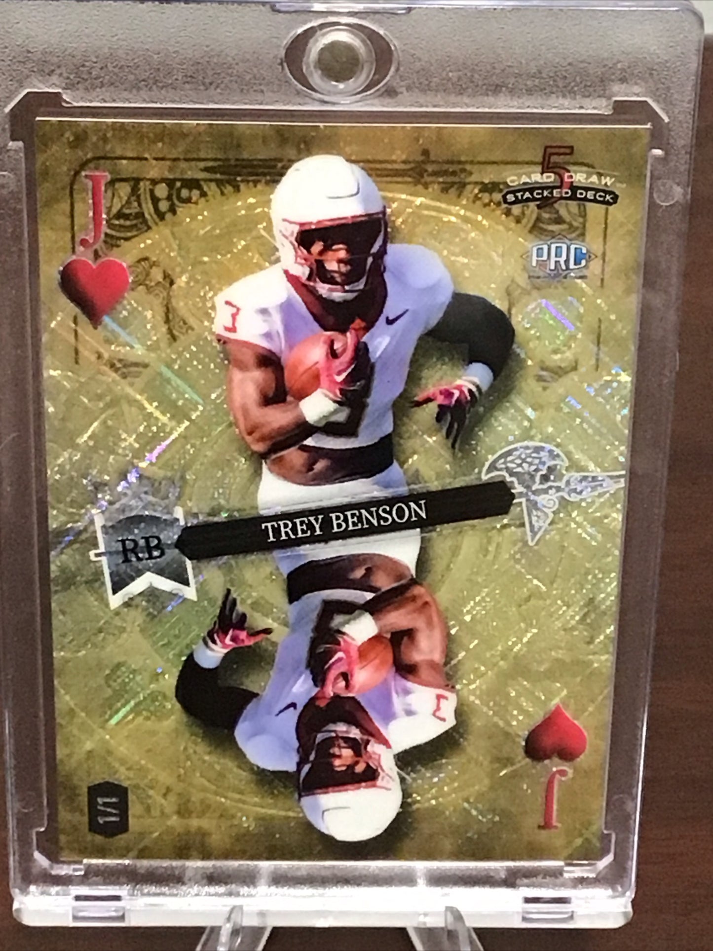 2023 Wild Card 5 Card Draw Stacked Trey Benson PRC Gold J Of Hearts 1/1